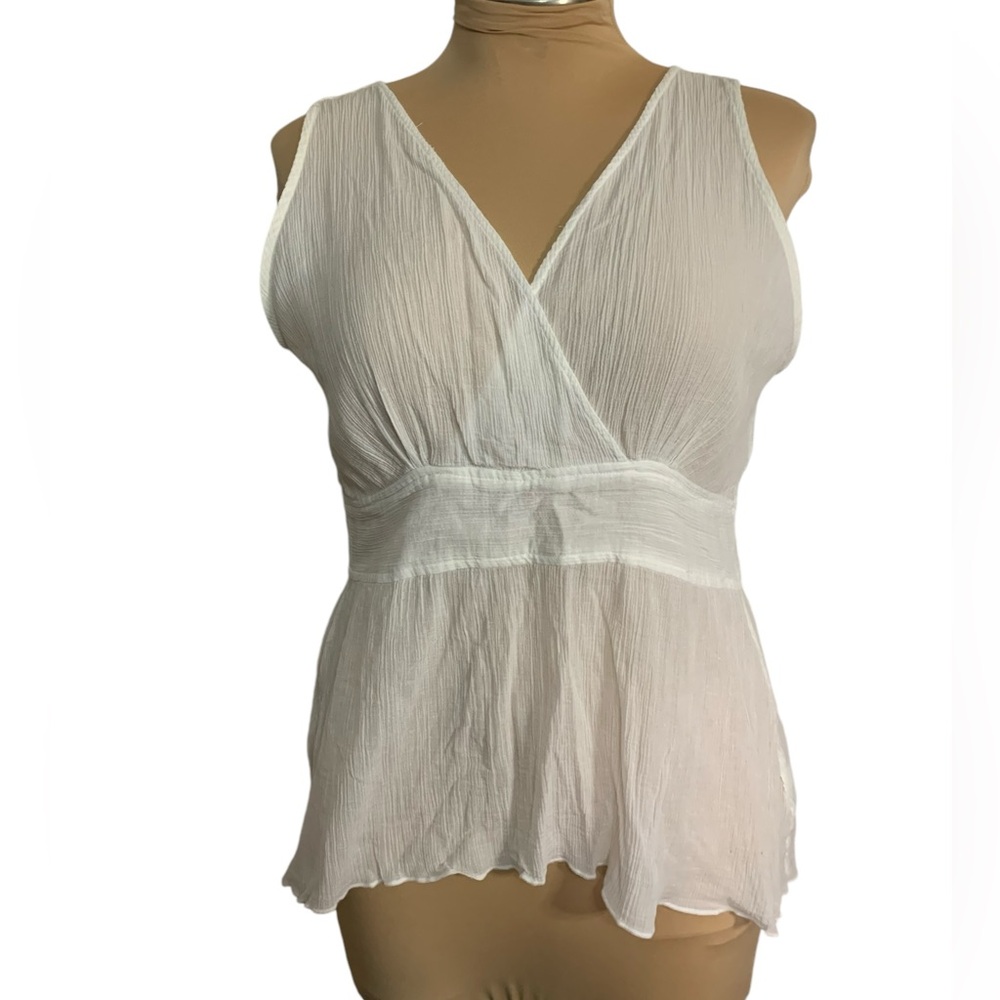 At⭐️Last lightweight sleeveless top, ruched back, cross over front, peplum sz 1X